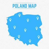 Polen enkel karta med kartaikoner vektor
