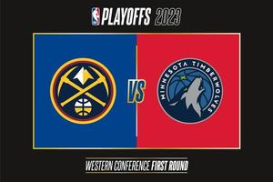 Denver Nuggets vs. Minnesota Holzwölfe, 2023 nba Endspiele. Turnier von das National Basketball Verbände 2022-23 Jahreszeit. Tiflis, Georgia - - April 14, 2023. vektor