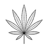 enkel vektor silhuett av cannabisblad