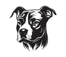 amerikanisch Grube Stier Terrier Gesicht, Silhouetten Hund Gesicht, schwarz und Weiß amerikanisch Grube Stier Terrier Vektor