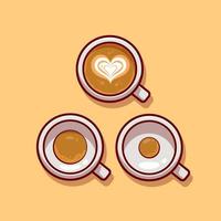 Kaffee mit Schaum Karikatur Vektor Symbol Illustration. Essen und trinken Symbol Konzept isoliert Prämie Vektor. eben Karikatur Stil