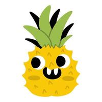 Vektor komisch kawaii Ananas Symbol. Pirat Obst Illustration. Comic Pflanze Obst mit Augen und Mund isoliert auf Weiß Hintergrund. gesund Sommer- Essen Clip Art.