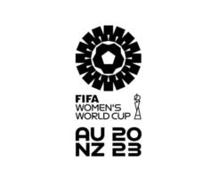 fifa kvinnor värld kopp australien ny zealand 2023 svart officiell logotyp världsliga mästare symbol design abstrakt vektor illustration