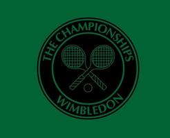 wimbledon de mästerskap svart symbol logotyp turnering öppen tennis design vektor abstrakt illustration med grön bakgrund