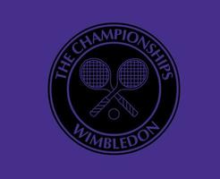 wimbledon de mästerskap svart symbol logotyp turnering öppen tennis design vektor abstrakt illustration med lila bakgrund