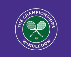 wimbledon de mästerskap symbol logotyp turnering öppen tennis design vektor abstrakt illustration med lila bakgrund