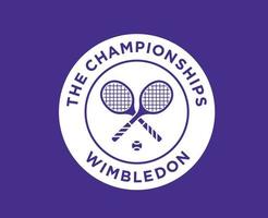 wimbledon tennis symbol vit logotyp de mästerskap öppen turnering design vektor abstrakt illustration med lila bakgrund