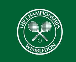 wimbledon de mästerskap logotyp vit symbol turnering öppen tennis design vektor abstrakt illustration med grön bakgrund