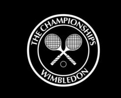 wimbledon de mästerskap logotyp vit symbol turnering öppen tennis design vektor abstrakt illustration med svart bakgrund