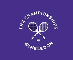 das Meisterschaften Wimbledon Symbol Weiß Logo Turnier öffnen Tennis Design Vektor abstrakt Illustration mit lila Hintergrund