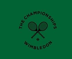 das Meisterschaften Wimbledon Symbol schwarz Logo Turnier öffnen Tennis Design Vektor abstrakt Illustration mit Grün Hintergrund