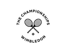 das Meisterschaften Wimbledon Symbol schwarz Logo Turnier öffnen Tennis Design Vektor abstrakt Illustration