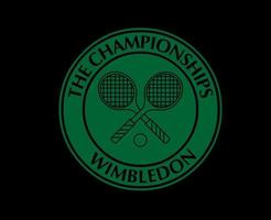 wimbledon de mästerskap grön symbol logotyp turnering öppen tennis design vektor abstrakt illustration med svart bakgrund