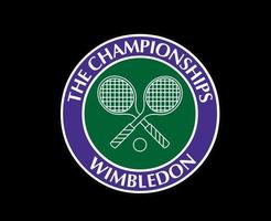 wimbledon de mästerskap logotyp symbol turnering öppen tennis design vektor abstrakt illustration med svart bakgrund