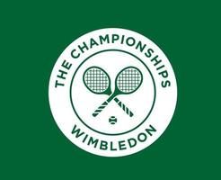 Wimbledon Tennis Symbol Weiß Logo das Meisterschaften öffnen Turnier Design Vektor abstrakt Illustration mit Grün Hintergrund