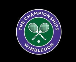 wimbledon de mästerskap symbol logotyp turnering öppen tennis design vektor abstrakt illustration med svart bakgrund