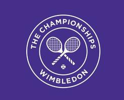 wimbledon de mästerskap symbol vit logotyp turnering öppen tennis design vektor abstrakt illustration med lila bakgrund