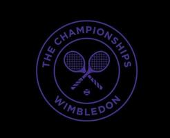 wimbledon de mästerskap symbol lila logotyp turnering öppen tennis design vektor abstrakt illustration med svart bakgrund