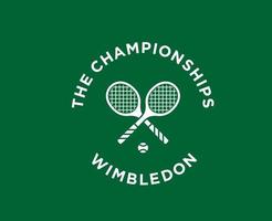 das Meisterschaften Wimbledon Symbol Weiß Logo Turnier öffnen Tennis Design Vektor abstrakt Illustration mit Grün Hintergrund