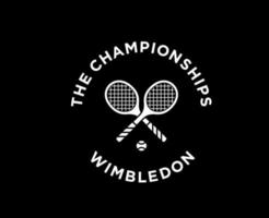 das Meisterschaften Wimbledon Symbol Weiß Logo Turnier öffnen Tennis Design Vektor abstrakt Illustration mit schwarz Hintergrund