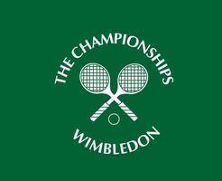 de mästerskap wimbledon logotyp vit symbol turnering öppen tennis design vektor abstrakt illustration med grön bakgrund