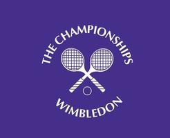 das Meisterschaften Wimbledon Logo Weiß Symbol Turnier öffnen Tennis Design Vektor abstrakt Illustration mit lila Hintergrund