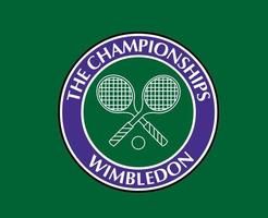 wimbledon de mästerskap logotyp symbol turnering öppen tennis design vektor abstrakt illustration med grön bakgrund