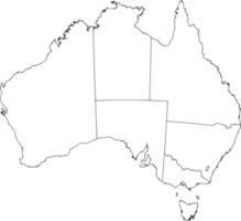 vektor silhuett av kontinent geografi Australien på vit bakgrund