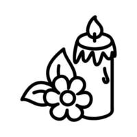 Aroma Therapie Kerzen und Blume Gliederung Symbol Vektor Illustration