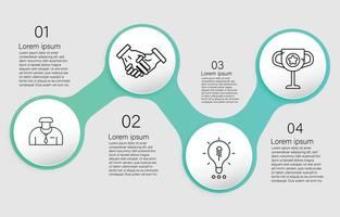 Infografik-Vorlage für die Präsentation von Geschäftsinformationen. Vektorkreise und geometrische Elemente. Moderne Workflow-Diagramme. Berichtsplan 4 Themen vektor