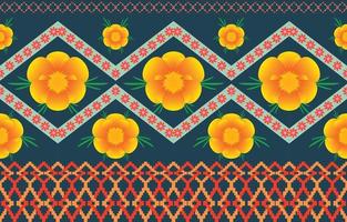 bunter Stoff mit Mandala-Blume. Geometrisches ethnisches Muster im traditionellen orientalischen Hintergrunddesign für Teppich, Tapete, Kleidung, Verpackung, Batik, Vektorillustrationsstickereiart. vektor