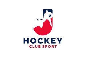 Vektor Initialen Brief j mit Eishockey kreativ geometrisch modern Logo Design.