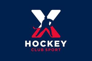 Vektor Initialen Brief x mit Eishockey kreativ geometrisch modern Logo Design.