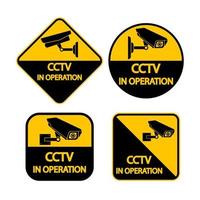 Stellen Sie CCTV-Kamera label.black Videoüberwachungszeichen auf weißem Hintergrund.vector Illustration ein vektor