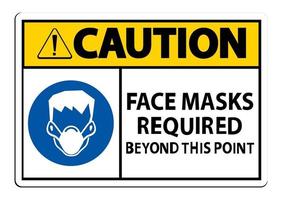 försiktighet ansiktsmasker krävs utöver denna punkt tecken isolera på vit bakgrund vektor