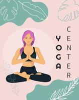 ein Mädchen im das Lotus Position tut Yoga, meditiert, gesichtslos Stil, Vektor Illustration