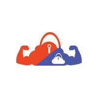 Fitness und Fitnessstudio Logo Design Vorlage. Bodybuilding Vektor Symbol. Konzept von Wolke Sicherheit .