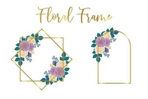 Blumen- Rahmen Rose Blume Design Vorlage, Digital Aquarell Hand gezeichnet vektor