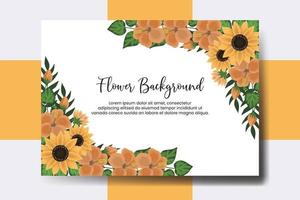 bröllop baner blomma bakgrund, digital vattenfärg hand dragen solros design mall vektor