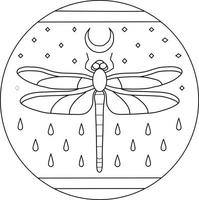 einfach Clip Art Stil Libelle im das Sterne und Regen Symbol vektor