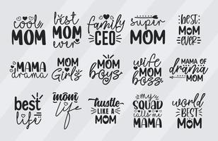 Mama-Typografie-T-Shirt-Design-Paket vektor