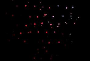 dunkelblauer, roter Vektorhintergrund mit Dreiecken, Kreisen, Würfeln. vektor