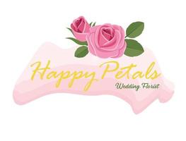 botanisch Hochzeit Planer Unternehmen Boho Logo Florist Unternehmen Logo mit Rosa Blume Grün Blatt Wasser Farbe Vektor Illustration