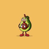 niedlicher Avocado-Charakter mit Liebeshandgeste vektor