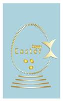 Postkarte baner glücklich Ostern. Ostern Ei im Weiß Farbe, Blau Hintergrund, golden Elemente. eps10 Vektor. vektor