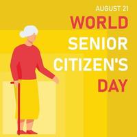 Thema von Welt Senior Bürger Tag beobachtete jeder Jahr auf August 21 .. weltweit, modern Hintergrund Vektor Illustration
