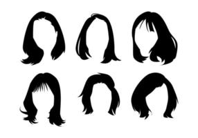uppsättning av kvinnas kort frisyr silhuett. begrepp av skönhet, salong, kvinna, mode. isolerat på vit bakgrund. silhuett illustration. vektor