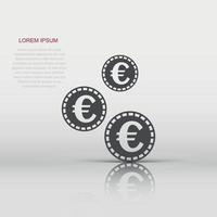 Vektor Euro Münzen Symbol im eben Stil. Geld Münze Zeichen Illustration Piktogramm. Euro Kasse Geschäft Konzept.