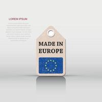 hänga märka tillverkad i Europa med flagga. vektor illustration