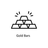 Gold Riegel Vektor Gliederung Symbole. einfach Lager Illustration Lager